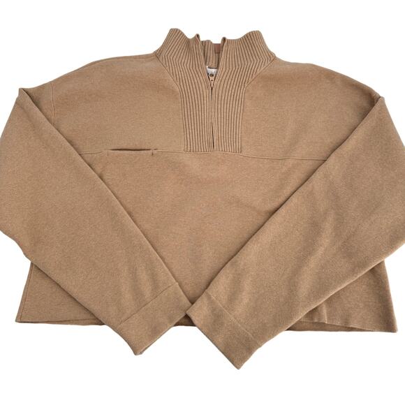 LUNYA‎ Cozy Cotton Silk Pullover 1/4 Zip Sweater Tan Size Large - Picture 3 of 10